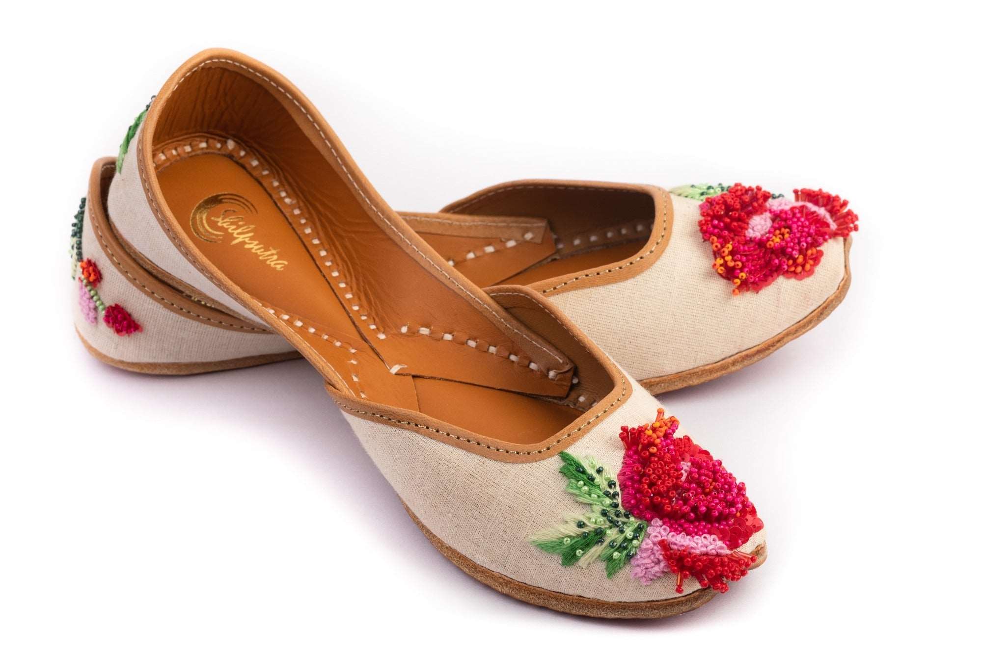 Creamish Base Floral Jutti Comfortable and Stylish Blossom