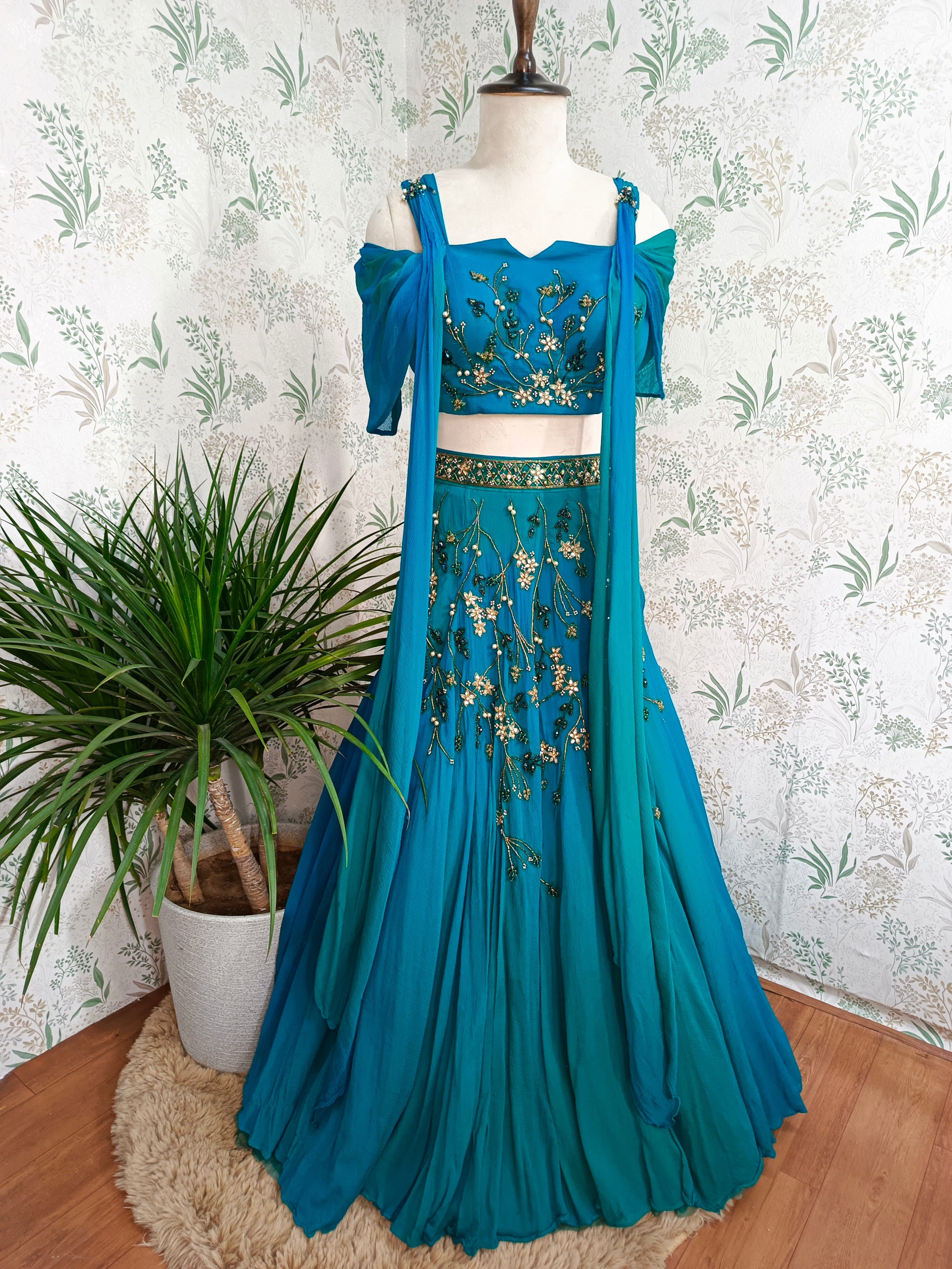 Cerulean heavy embroidered lehenga