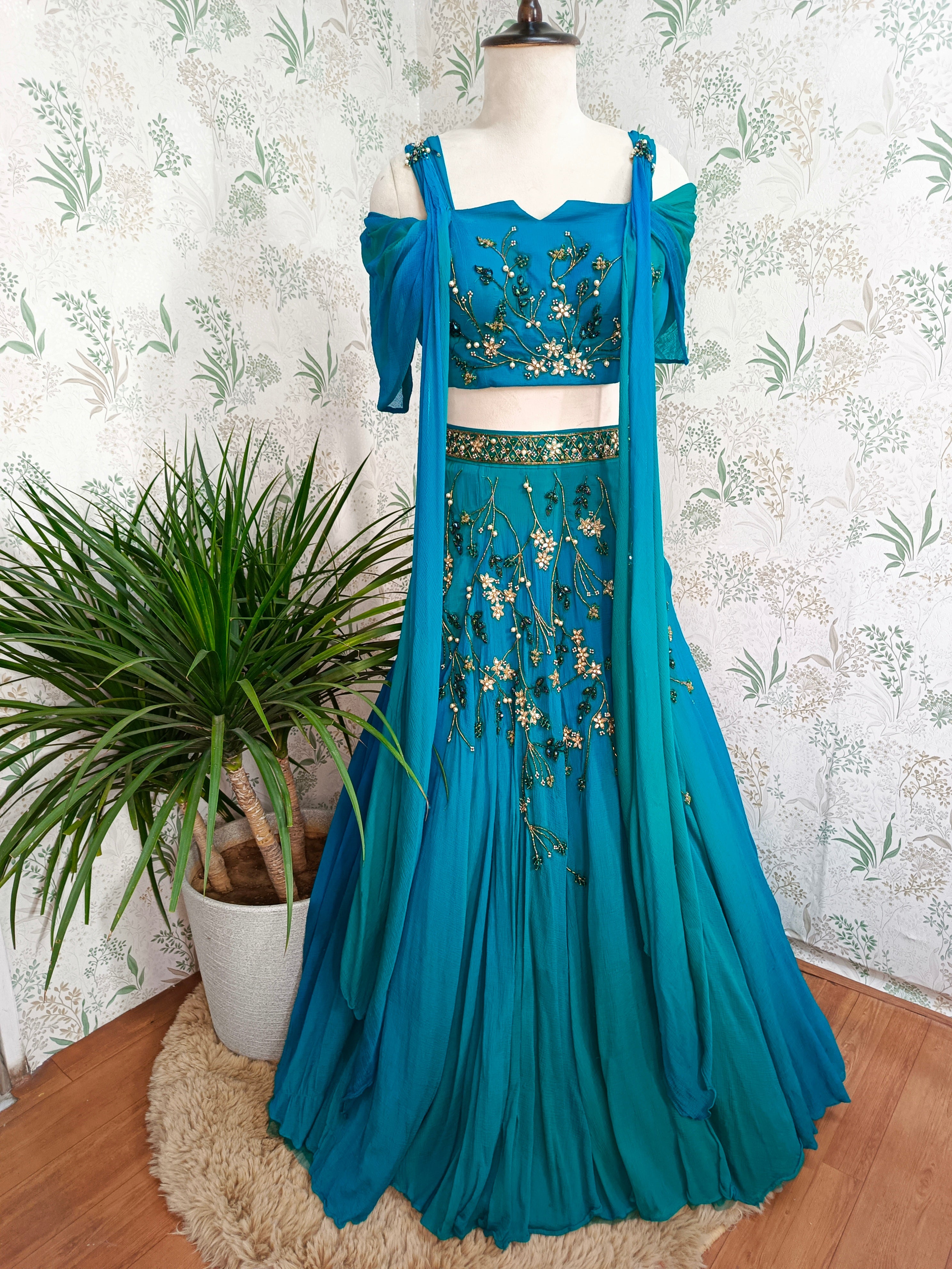 Cerulean heavy embroidered lehenga