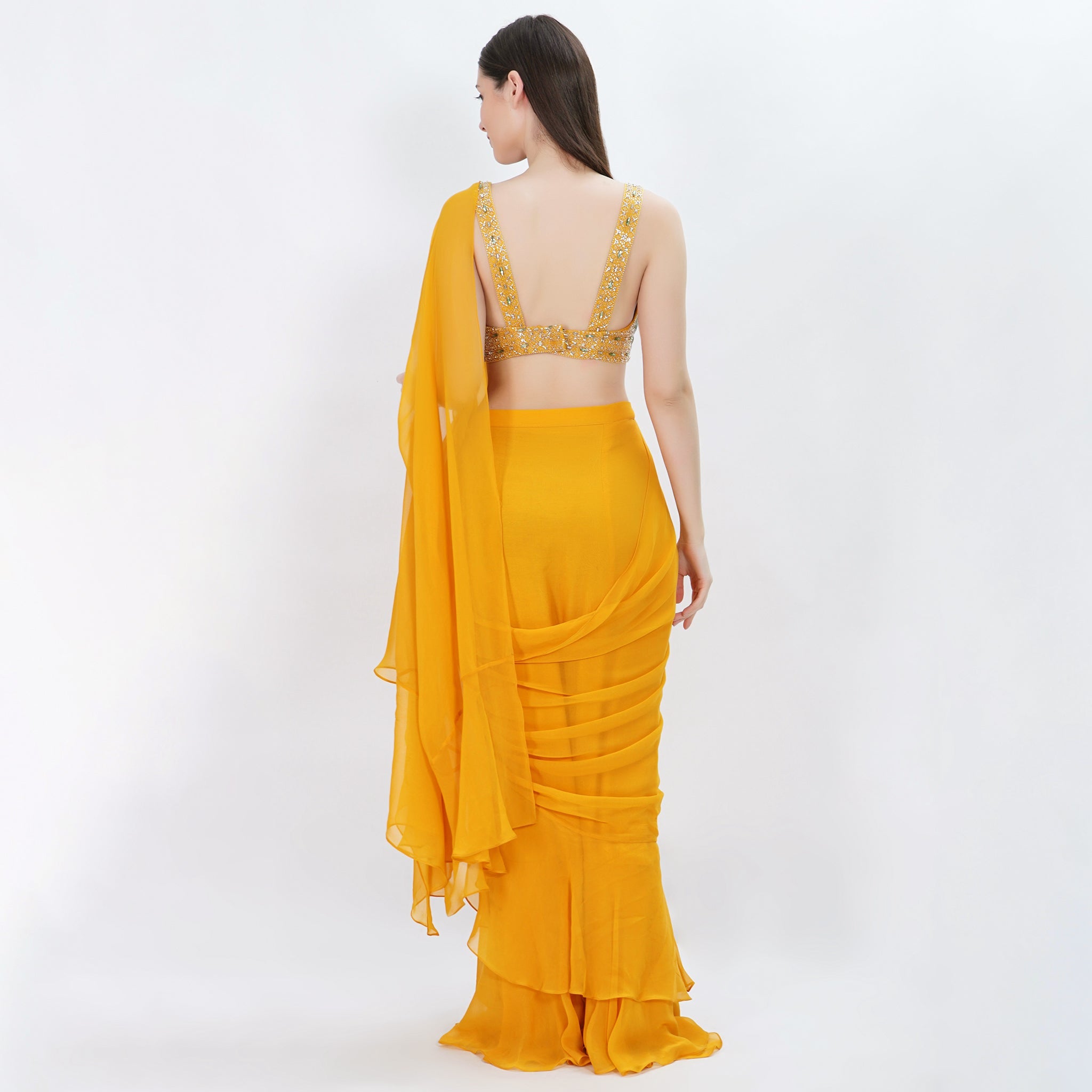 Day Lily drape Ruffle saree