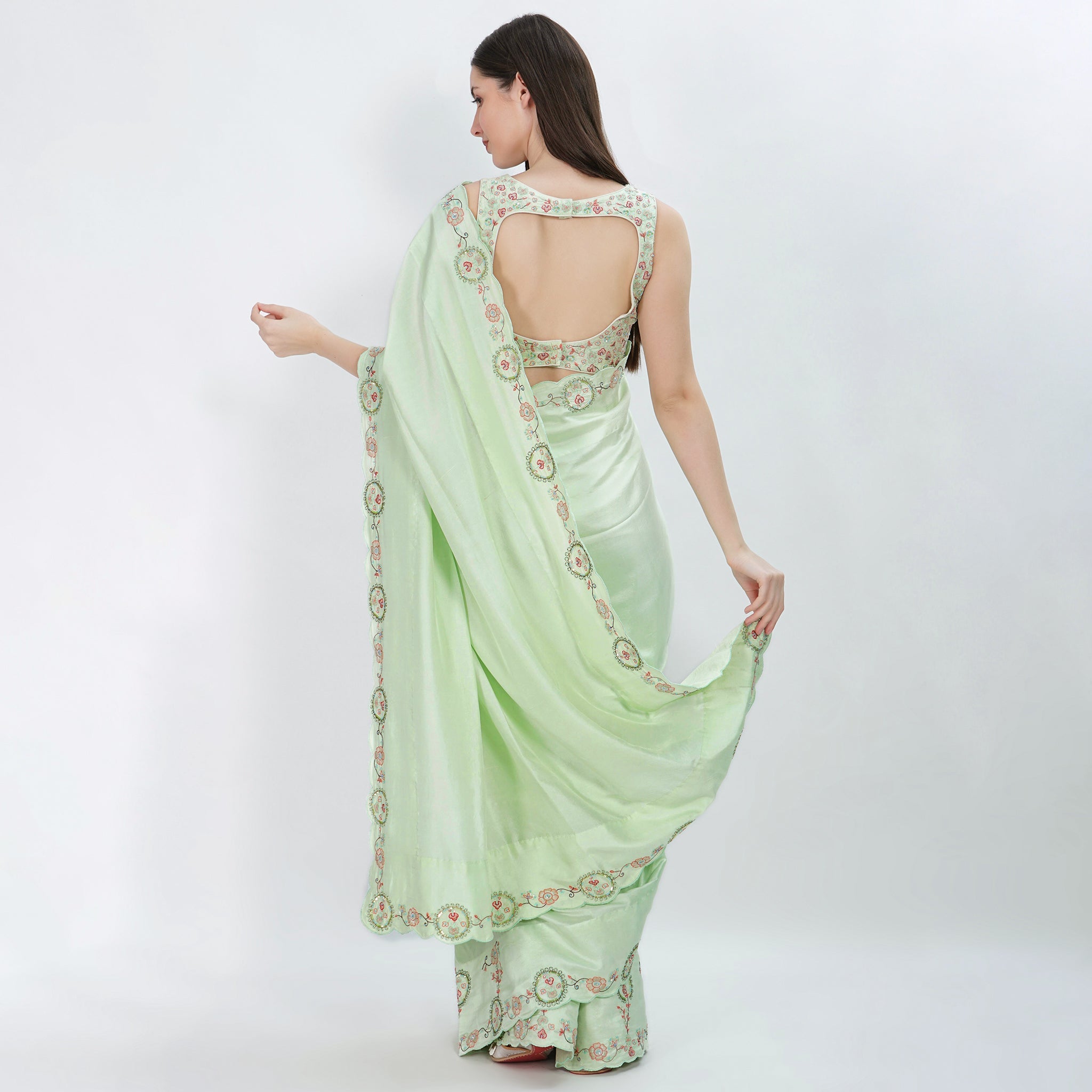 The green star gladiolus saree