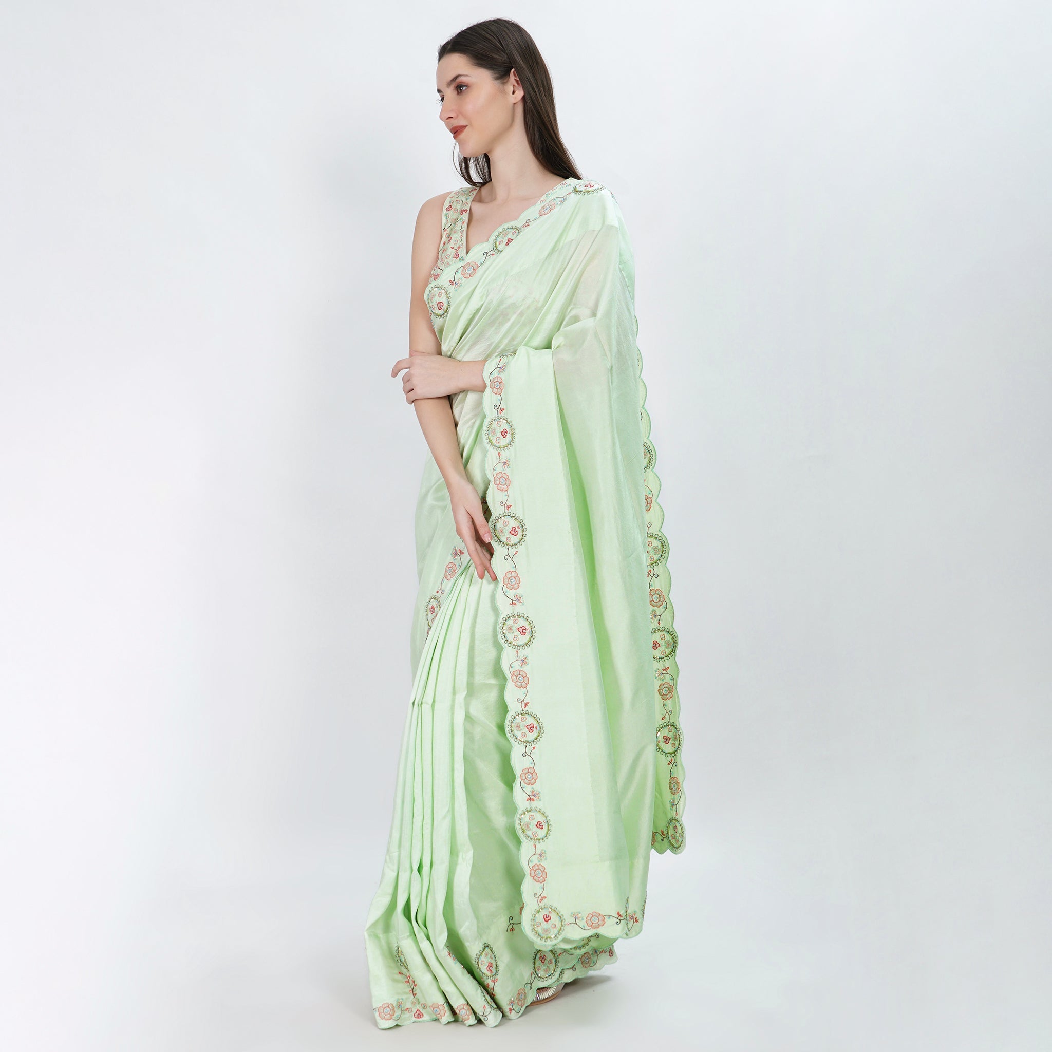 The green star gladiolus saree