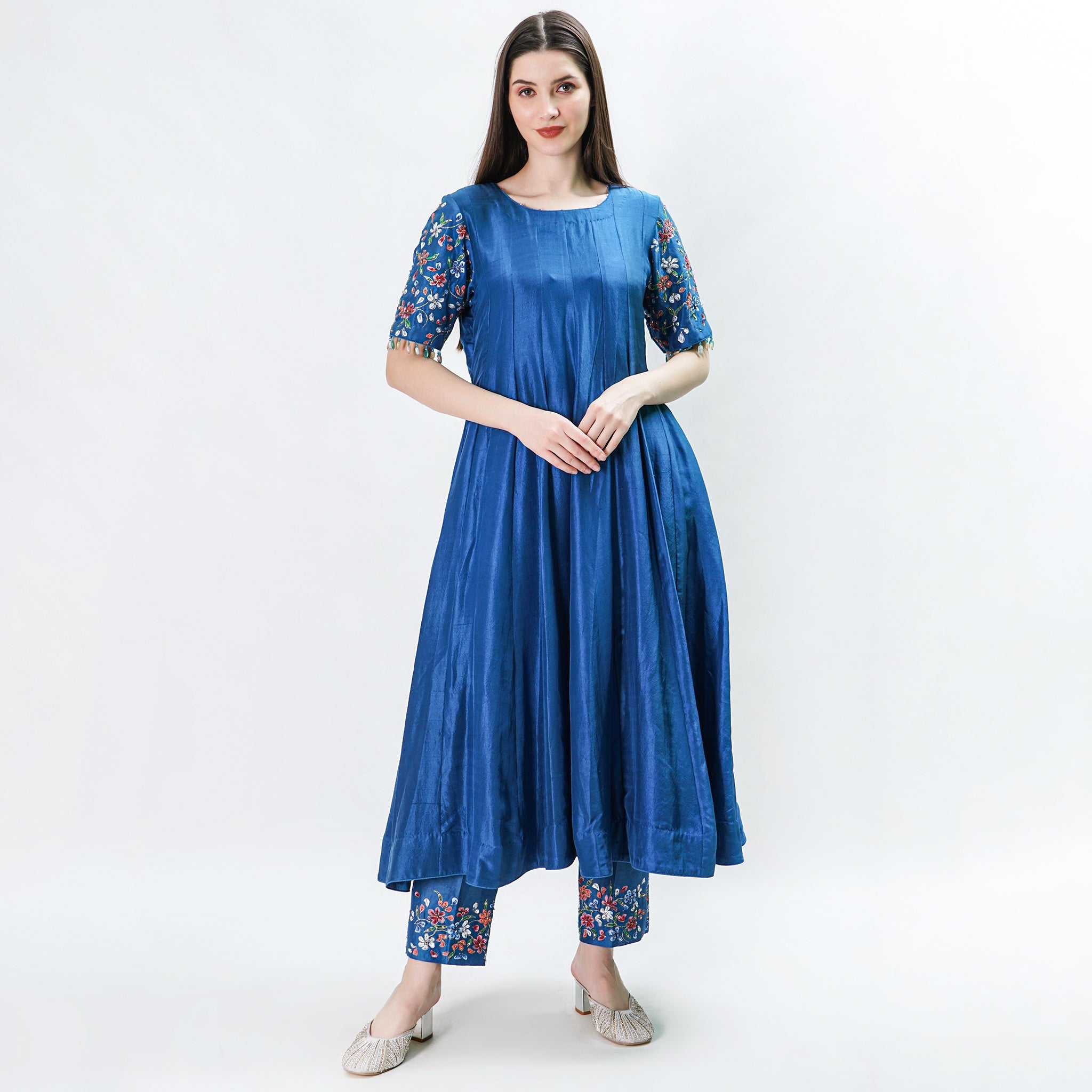 Blue flax Anarkali