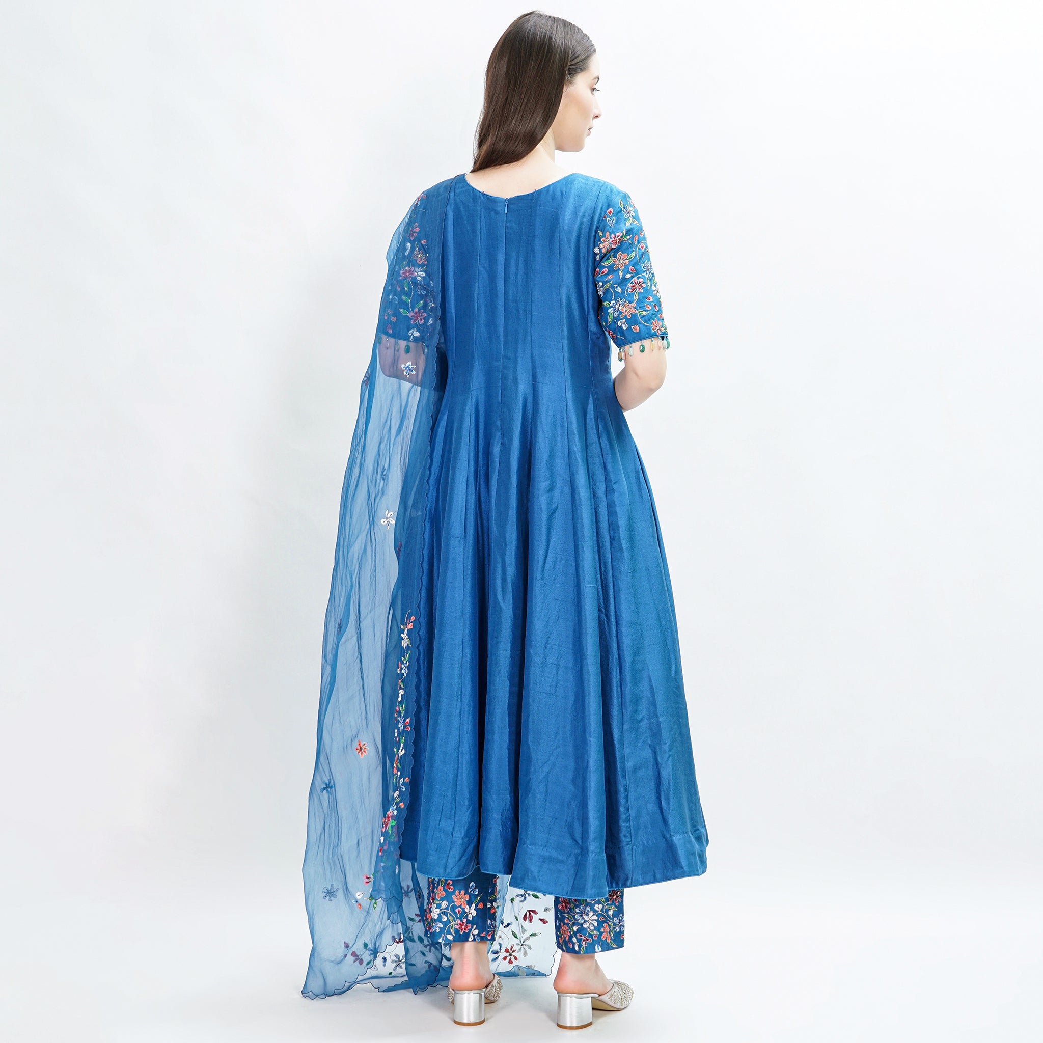 Blue flax Anarkali